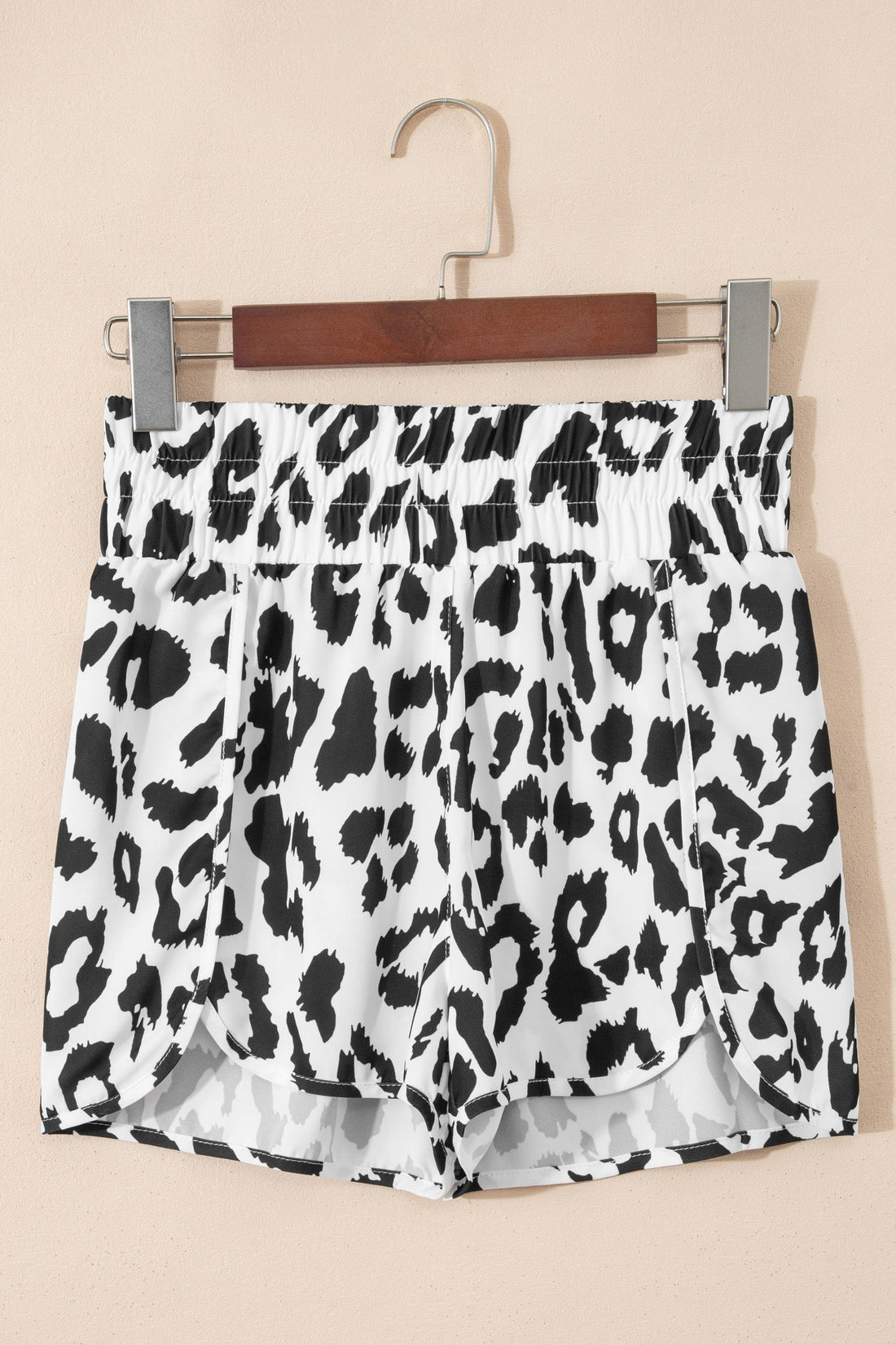 Women's White Leopard High Waisted Athletic Shorts