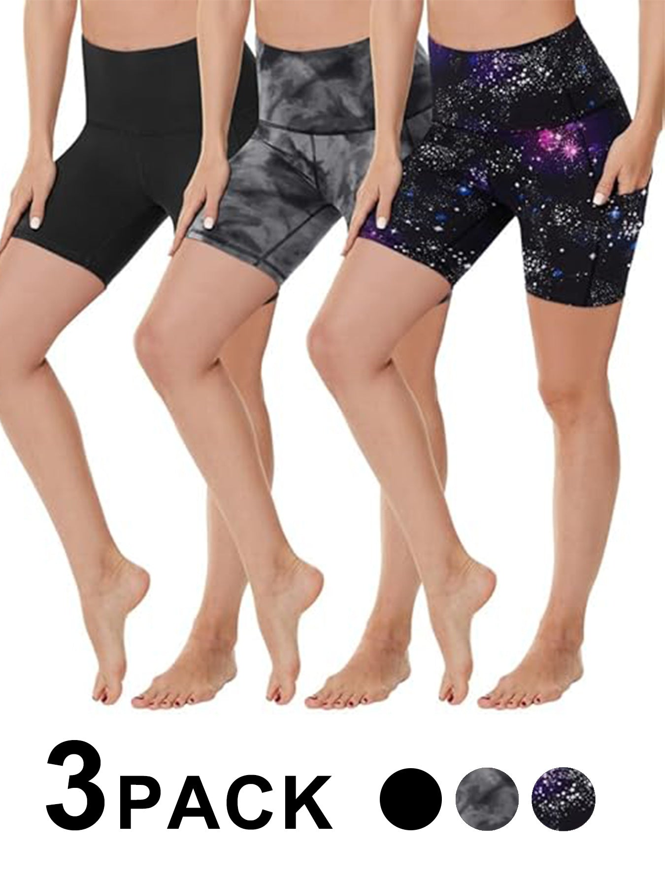 Women's 3-Pack High Waist Yoga Shorts