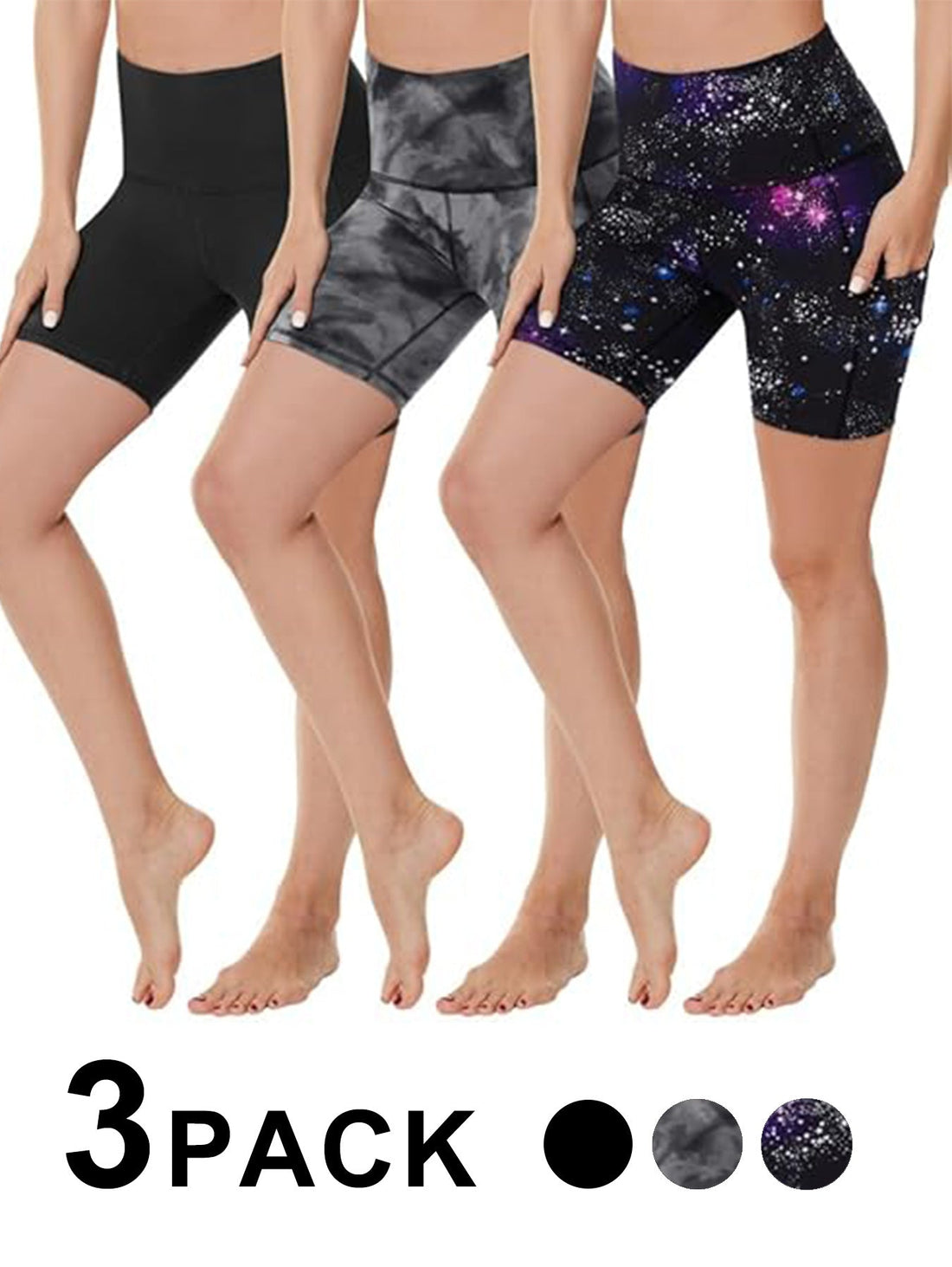 Women's 3-Pack High Waist Yoga Shorts