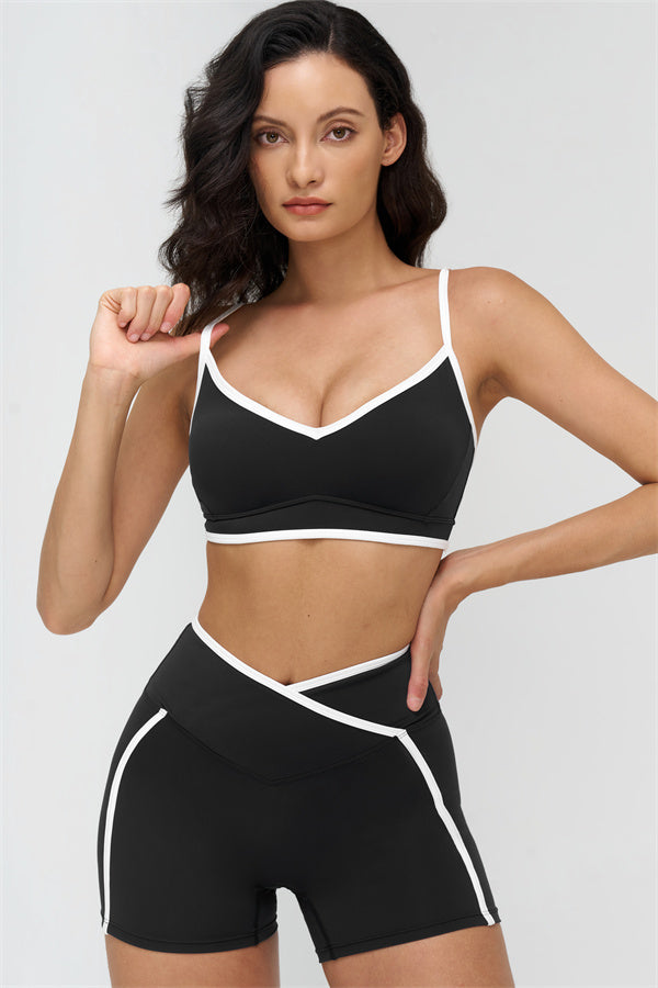 Women's "The Crave" Contrast Sports Bra Shorts 2-Piece Set