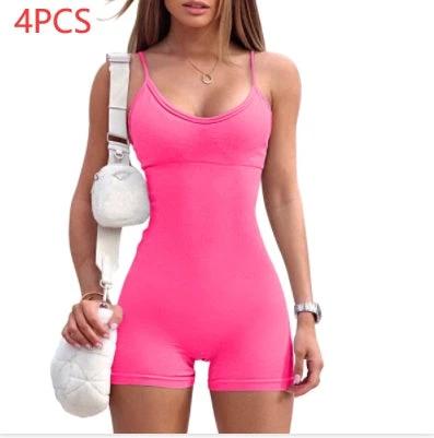 Women's Spaghetti Strap Shorts Yoga Workout Jumpsuit