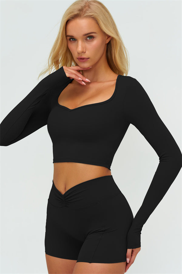 Women's The Lushness Long Sleeve Crop Top Shorts 2-Piece Set