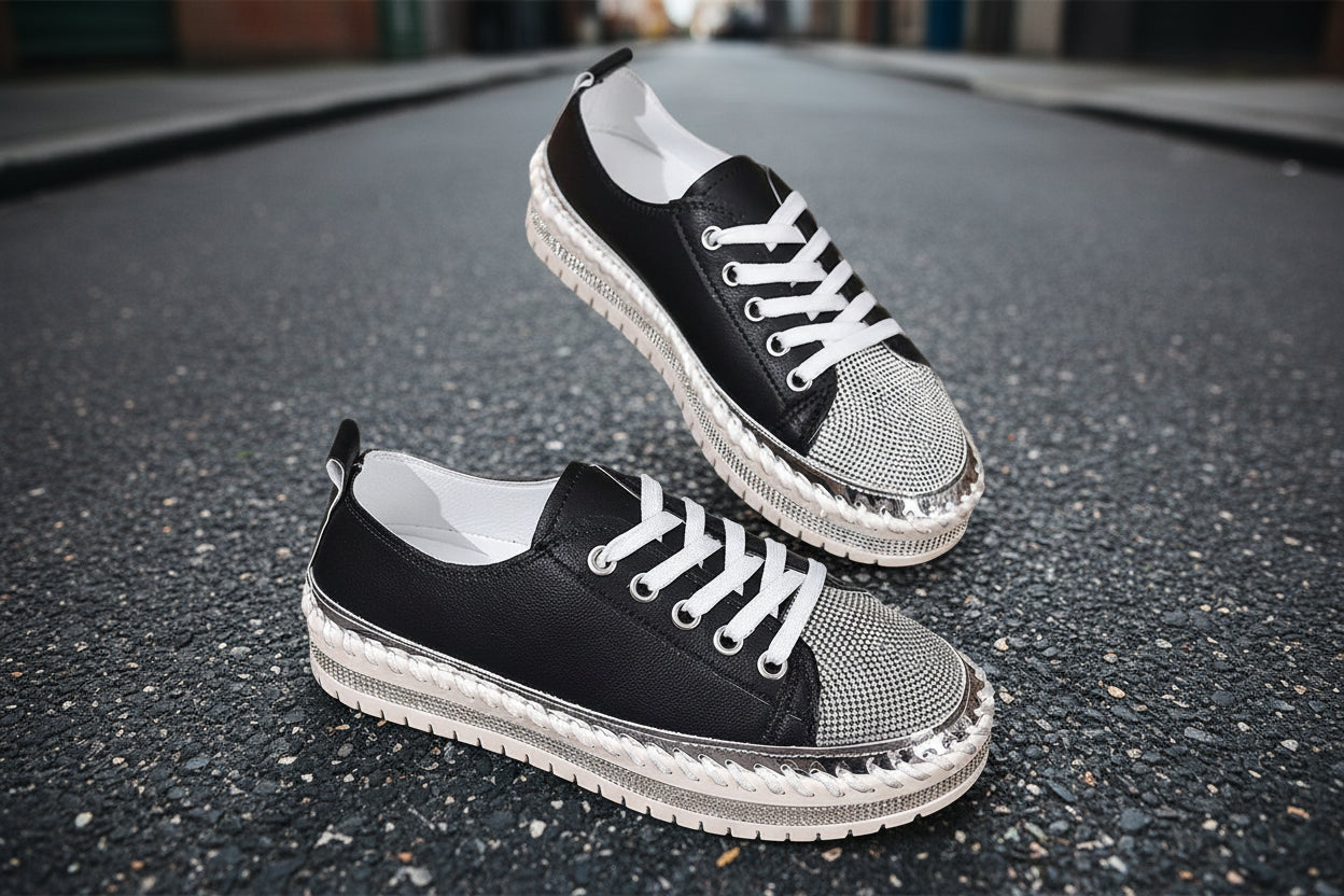 Women’s Plus Size Blingy Sneakers – Chunky Sole Casual Everyday Shoes