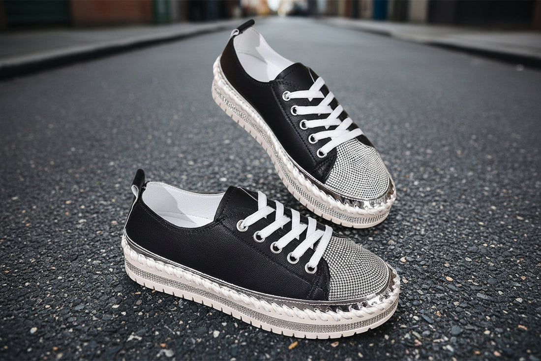 Women’s Plus Size Blingy Sneakers – Chunky Sole Casual Everyday Shoes