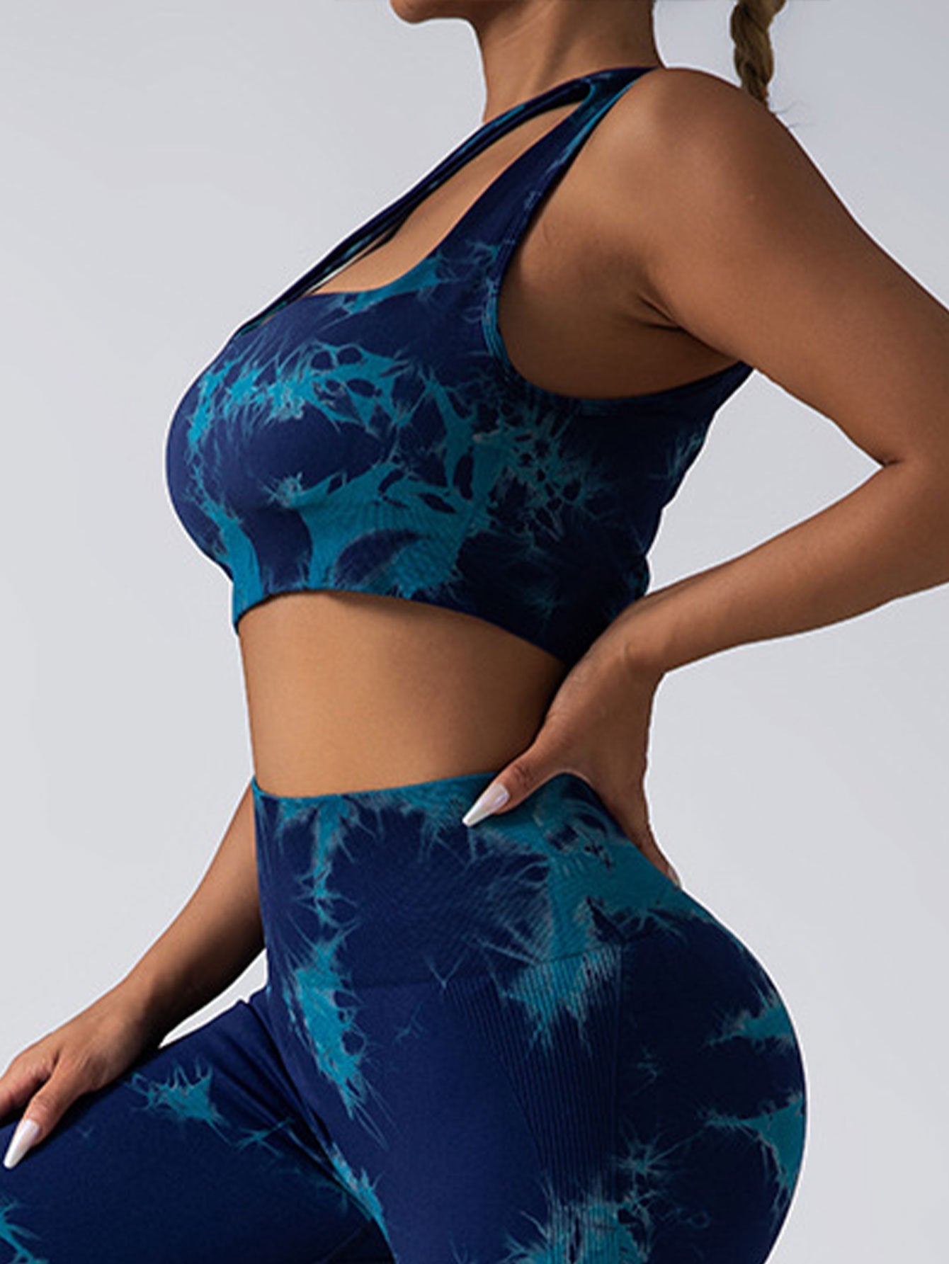 Women's Seamless One-Shoulder Bra & High Waisted Yoga Scrunch Leggings Set -