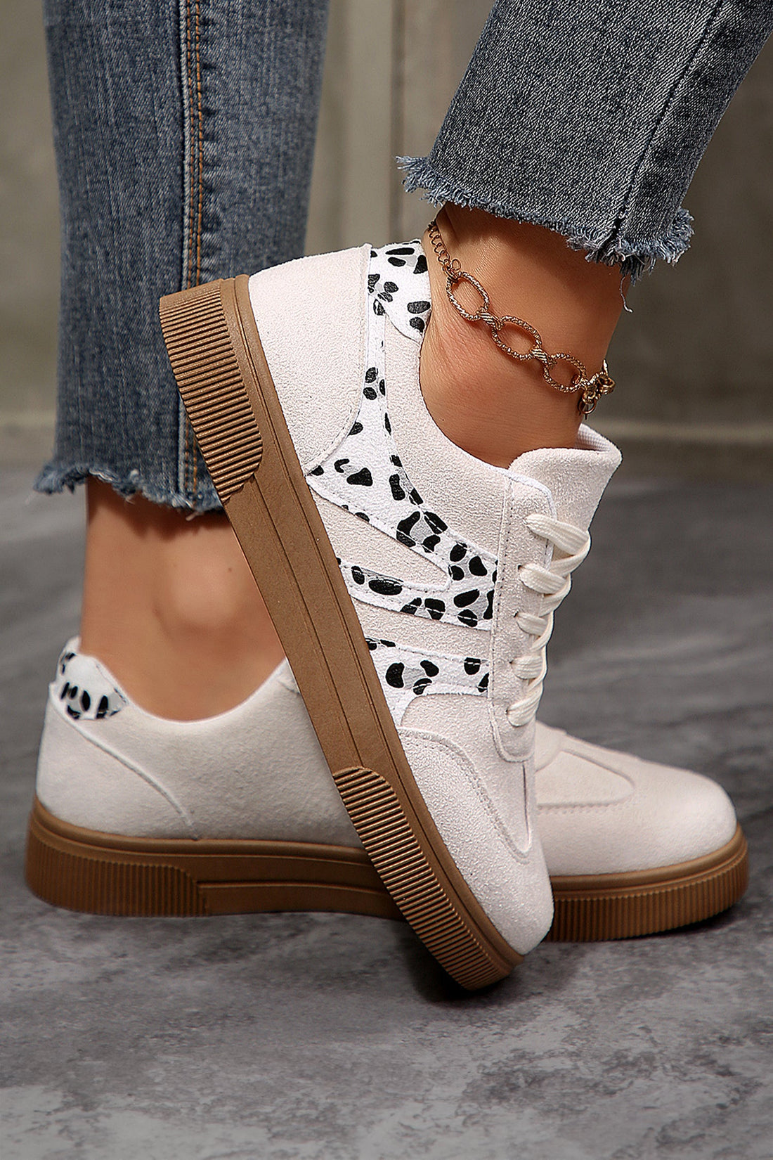 Samantha Leopard Print Lace Up Casual Shoes
