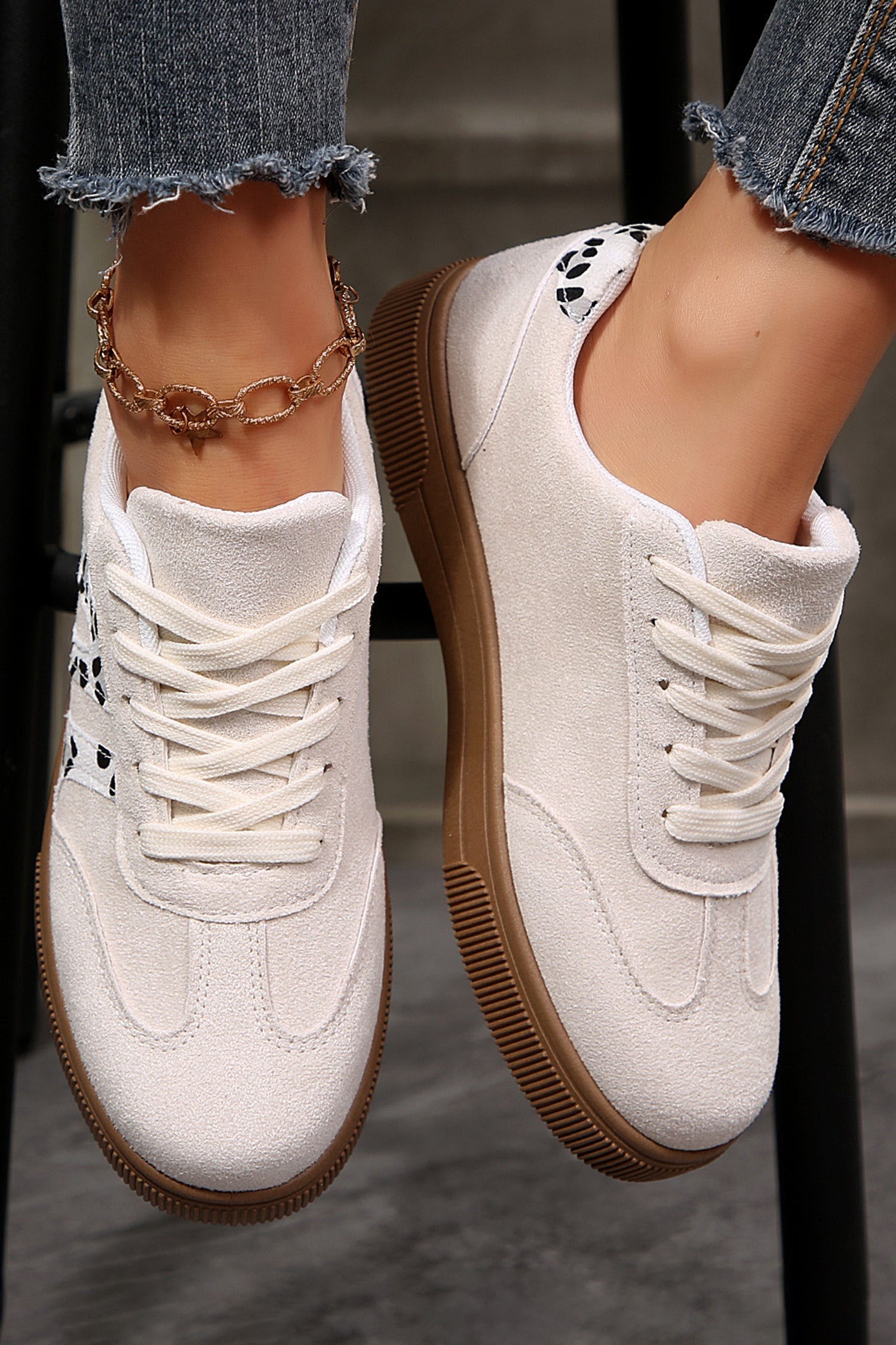 Samantha Leopard Print Lace Up Casual Shoes