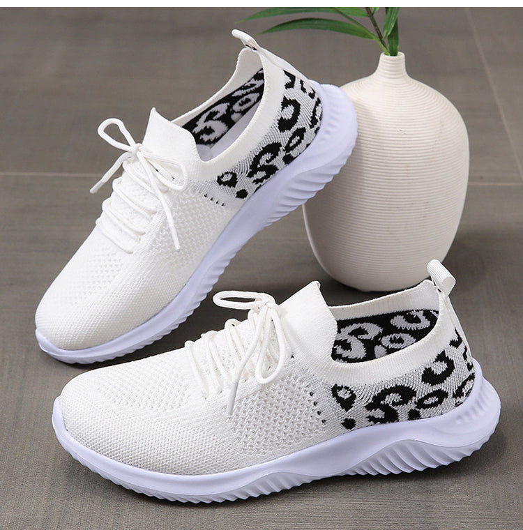 Women's Leopard Print Lace-up Sneakers