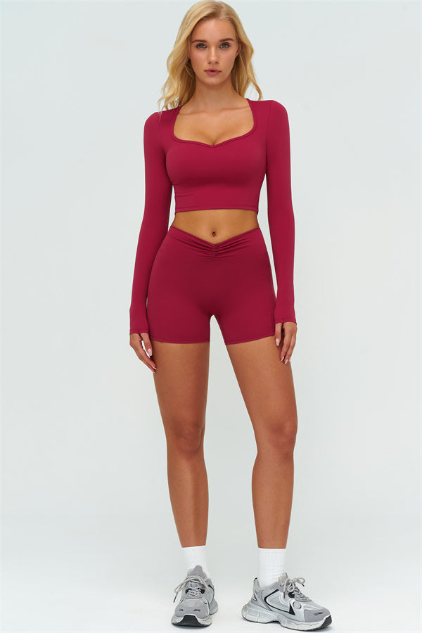 Women's The Lushness Long Sleeve Crop Top Shorts 2-Piece Set