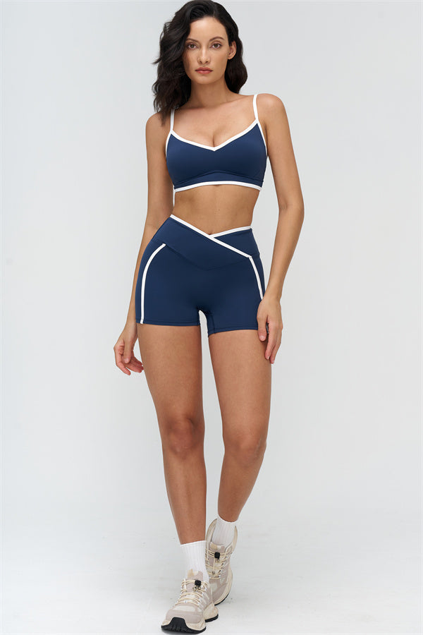 Women's "The Crave" Contrast Sports Bra Shorts 2-Piece Set