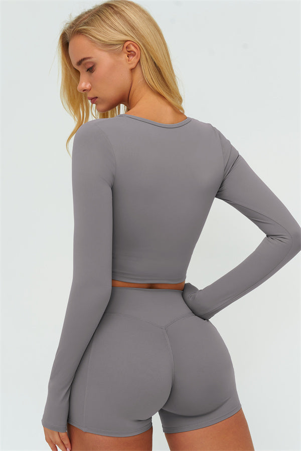 Women's The Lushness Long Sleeve Crop Top Shorts 2-Piece Set