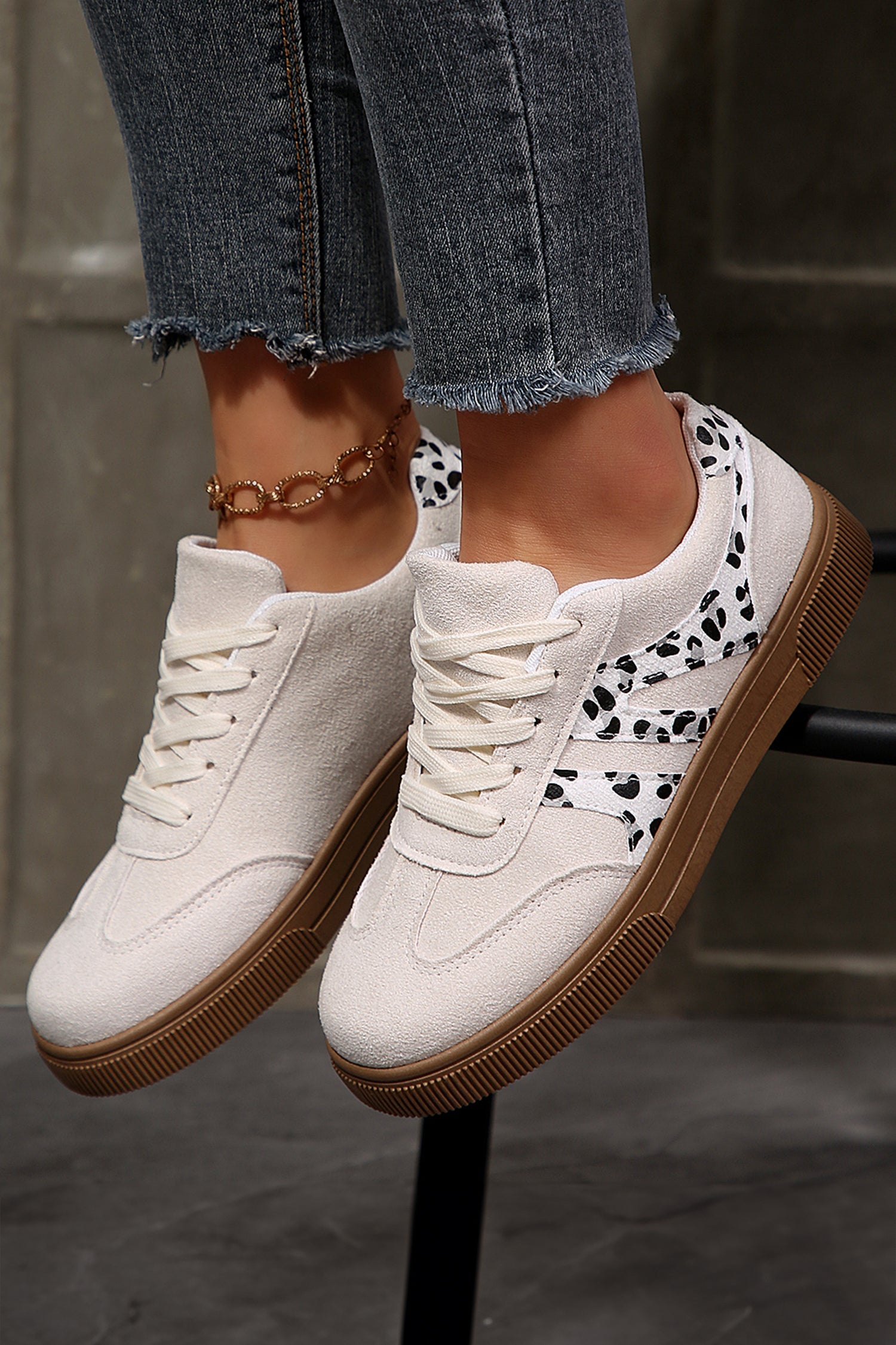 Samantha Leopard Print Lace Up Casual Shoes