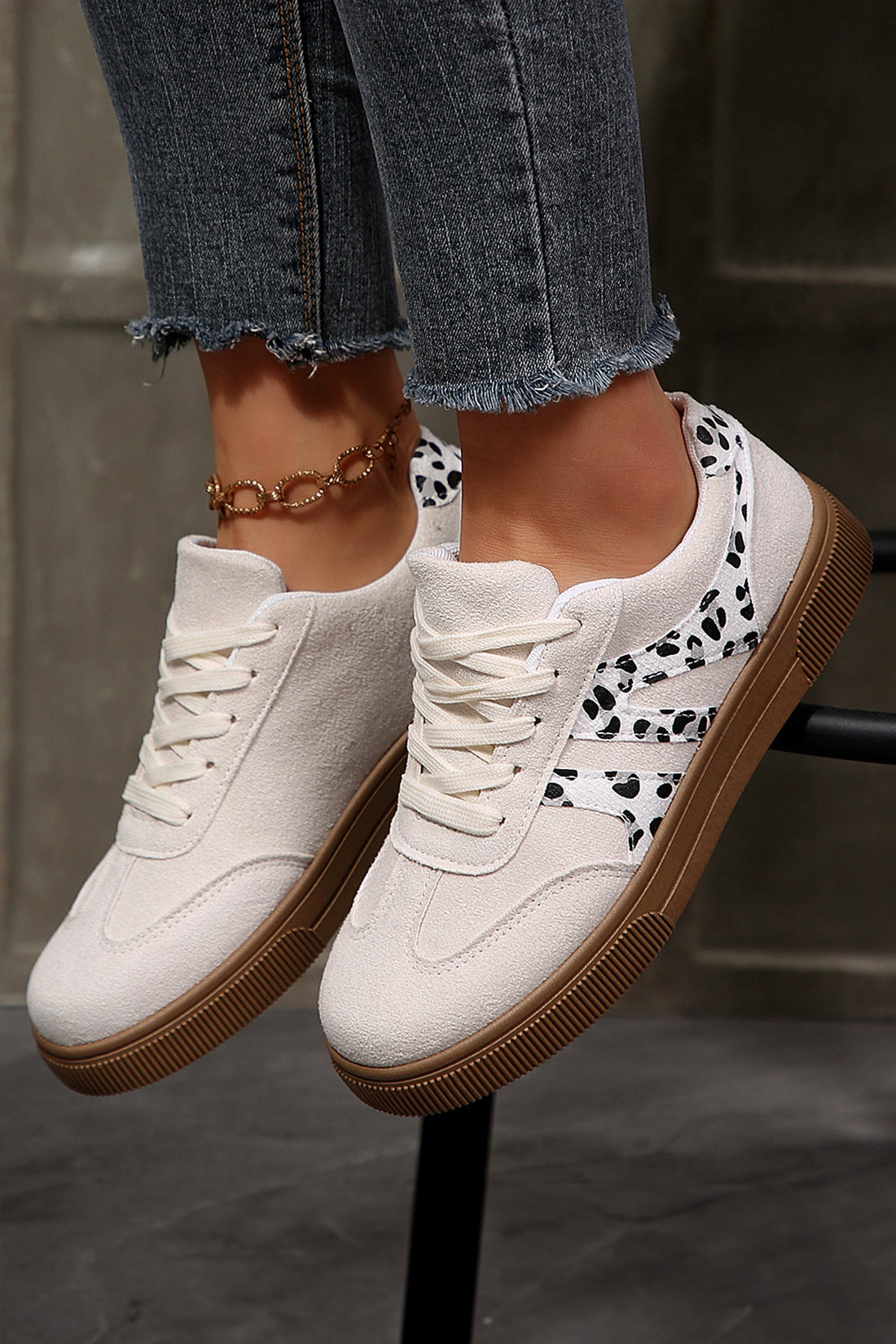 Samantha Leopard Print Lace Up Casual Shoes