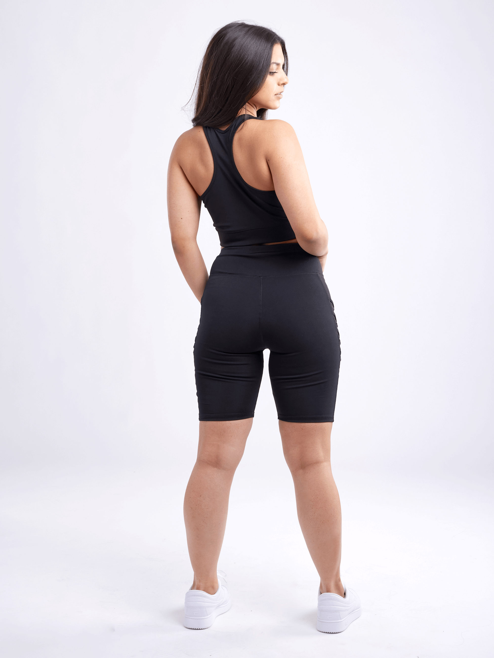 JupiterGear Women's High-Waisted Workout Shorts with Pockets & Criss Cross Design
