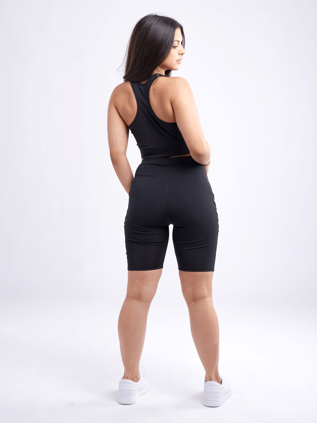 JupiterGear Women's High-Waisted Workout Shorts with Pockets & Criss Cross Design