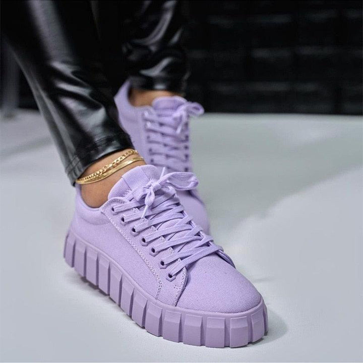 New Women's Purple Lightweight Comfortable Vulcanize Platform Sneakers