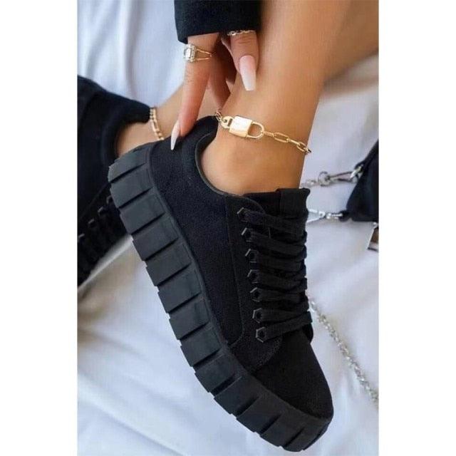 New Women's Purple Lightweight Comfortable Vulcanize Platform Sneakers
