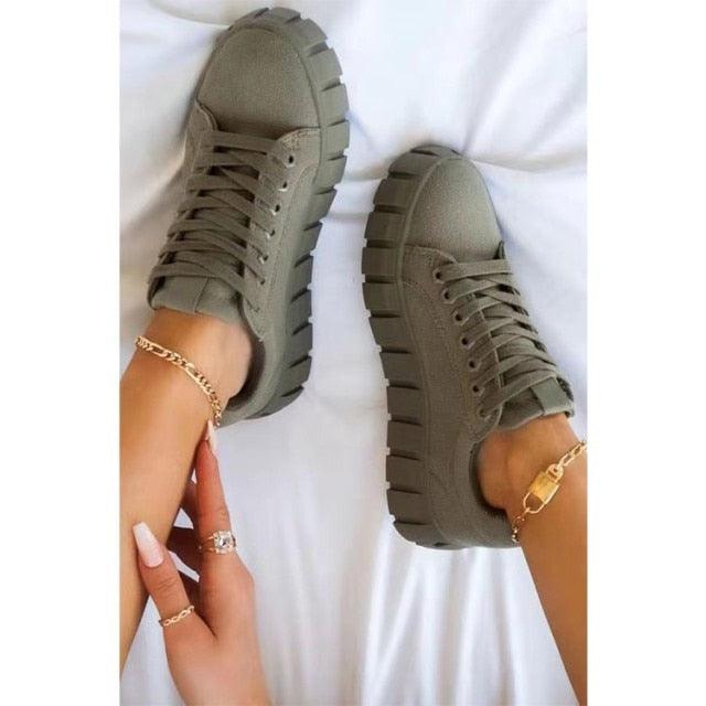 New Women's Purple Lightweight Comfortable Vulcanize Platform Sneakers