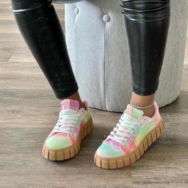 New Women's Purple Lightweight Comfortable Vulcanize Platform Sneakers