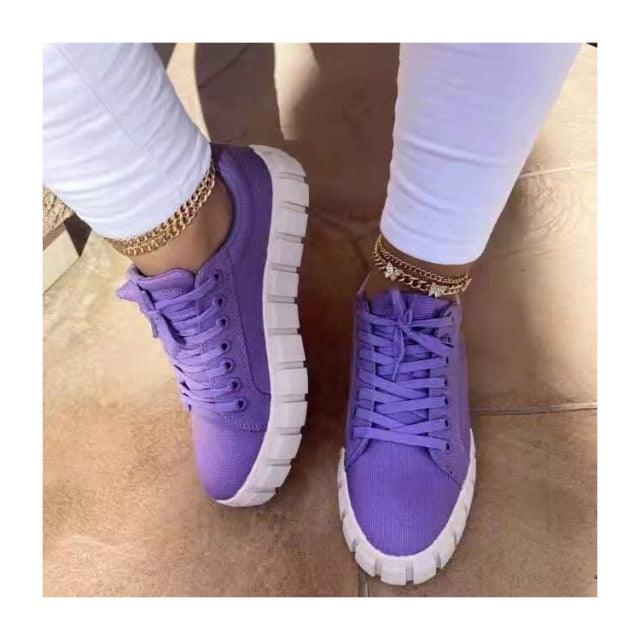 New Women's Purple Lightweight Comfortable Vulcanize Platform Sneakers