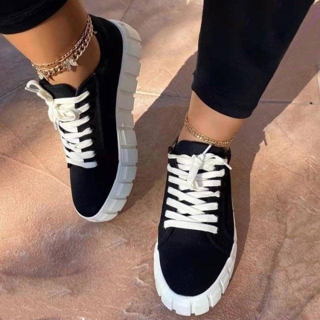 New Women's Purple Lightweight Comfortable Vulcanize Platform Sneakers