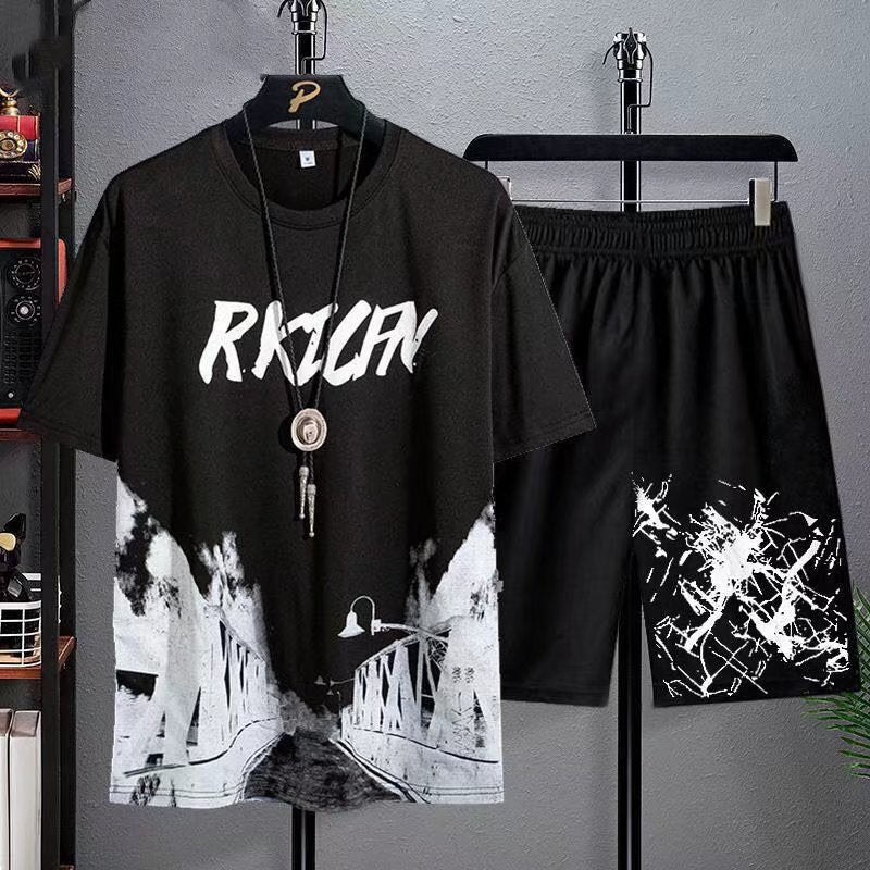 Men's Sports Plus Size Short-Sleeved T-shirt Shorts Set