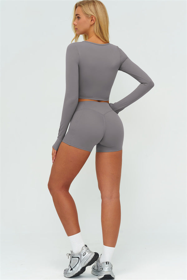Women's The Lushness Long Sleeve Crop Top Shorts 2-Piece Set