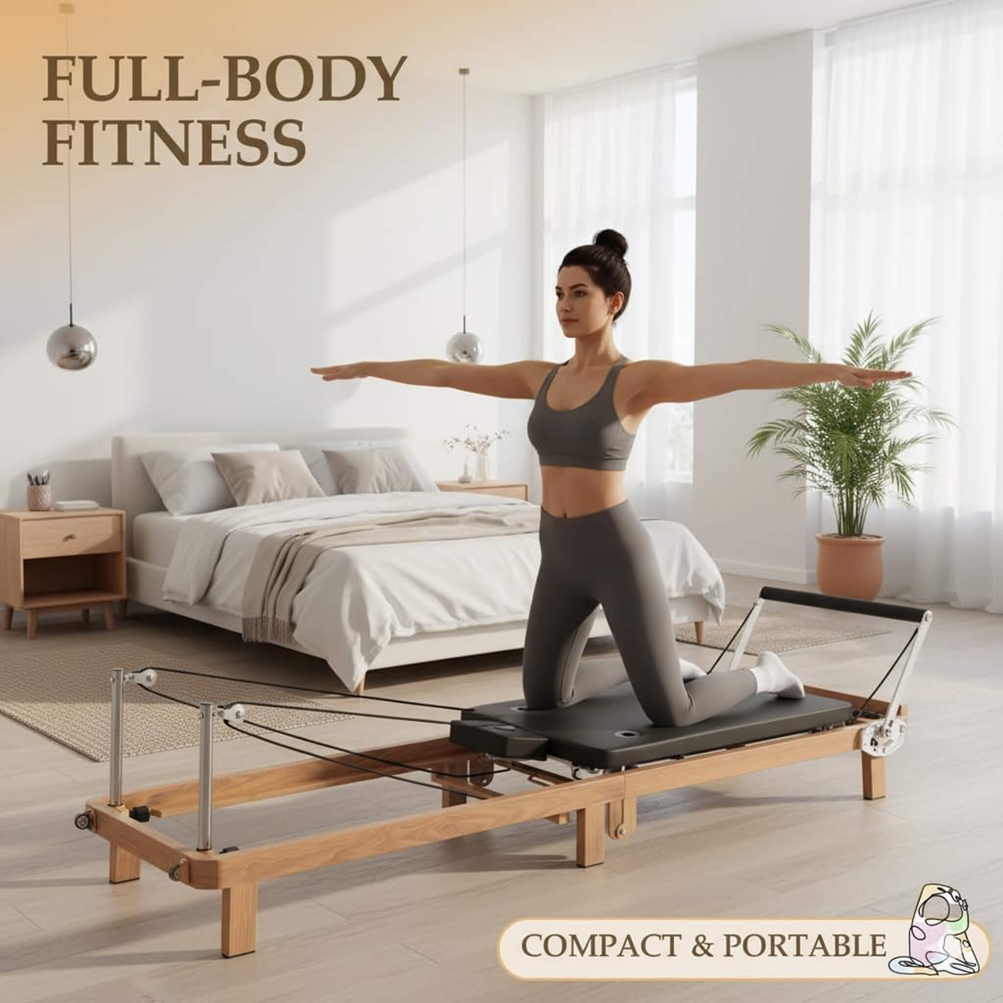 Core Pilates Apex Foldable Dual Resistance Pilates Reformer With Jumpboard
