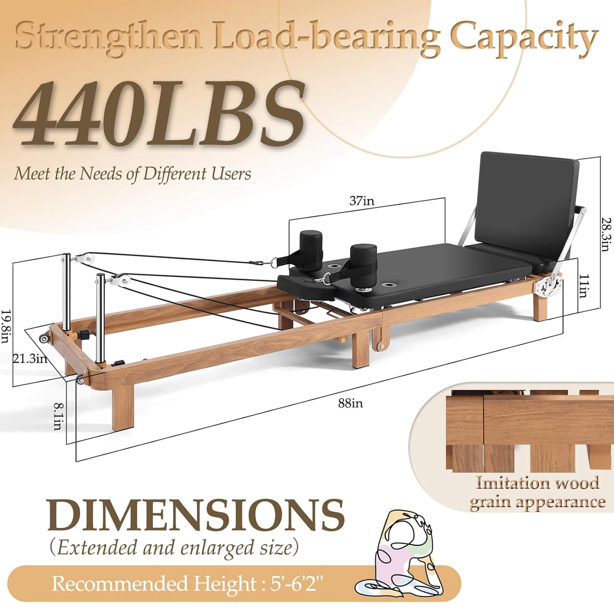 Core Pilates Apex Foldable Dual Resistance Pilates Reformer With Jumpboard