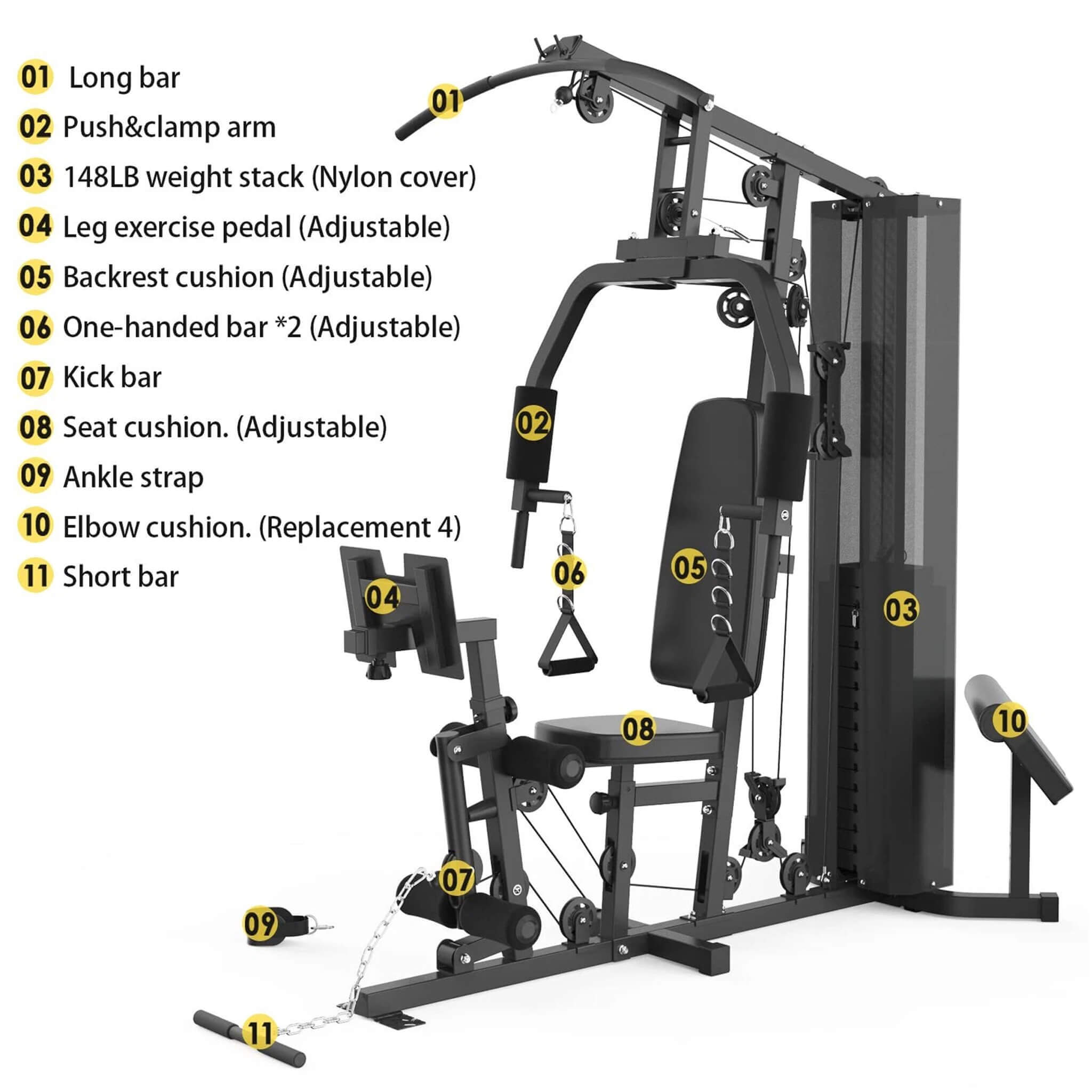 Rovix Heavy-Duty All-In-One Home Gym Workout Station For Full Body Strength Training