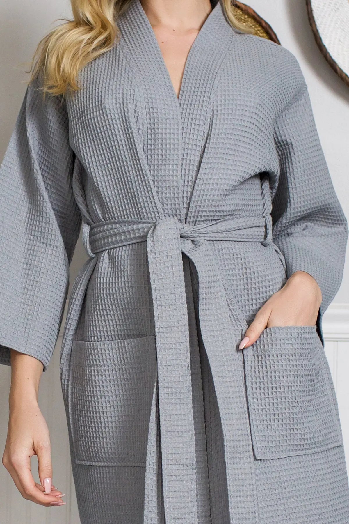 Women's Knee-Length Waffle Robe