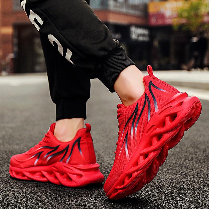 Men's Casual Breathable Flame Print Running Mesh Sneakers