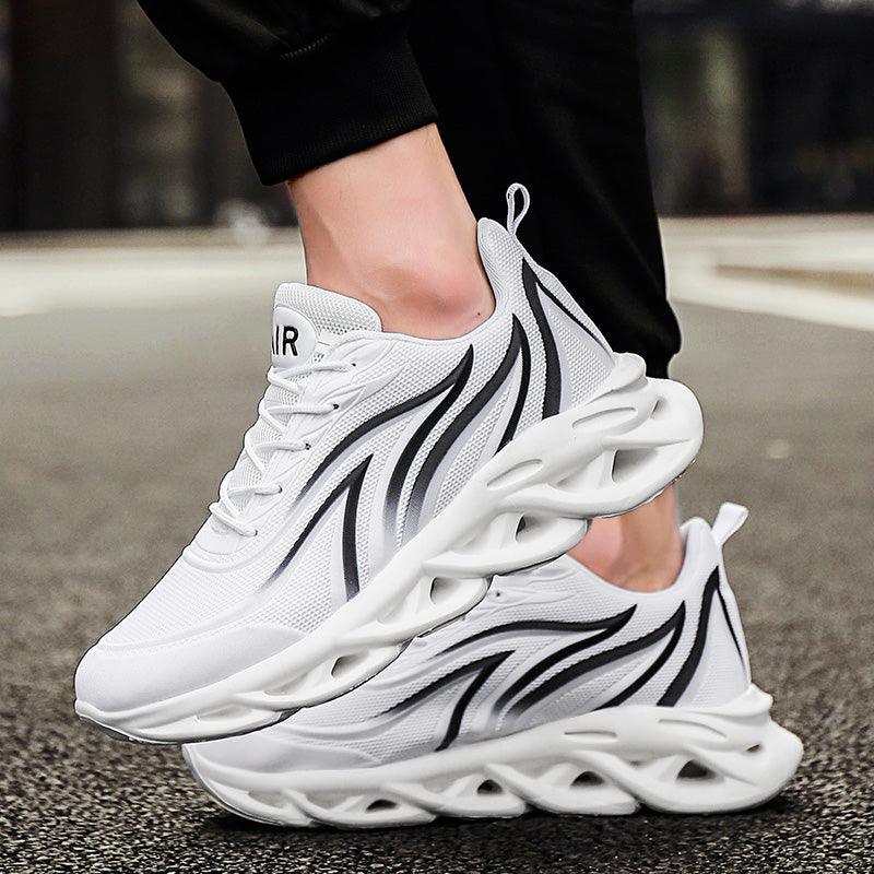 Men's Casual Breathable Flame Print Running Mesh Sneakers