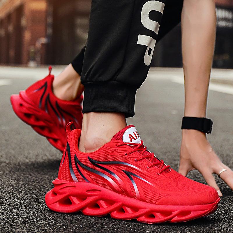 Men's Casual Breathable Flame Print Running Mesh Sneakers