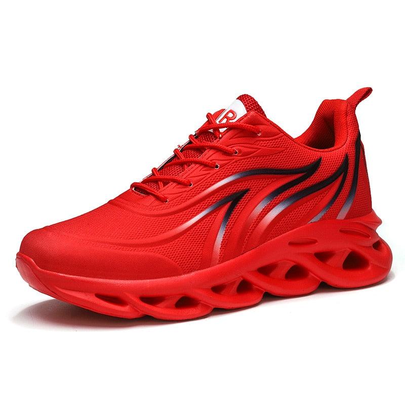 Men's Casual Breathable Flame Print Running Mesh Sneakers