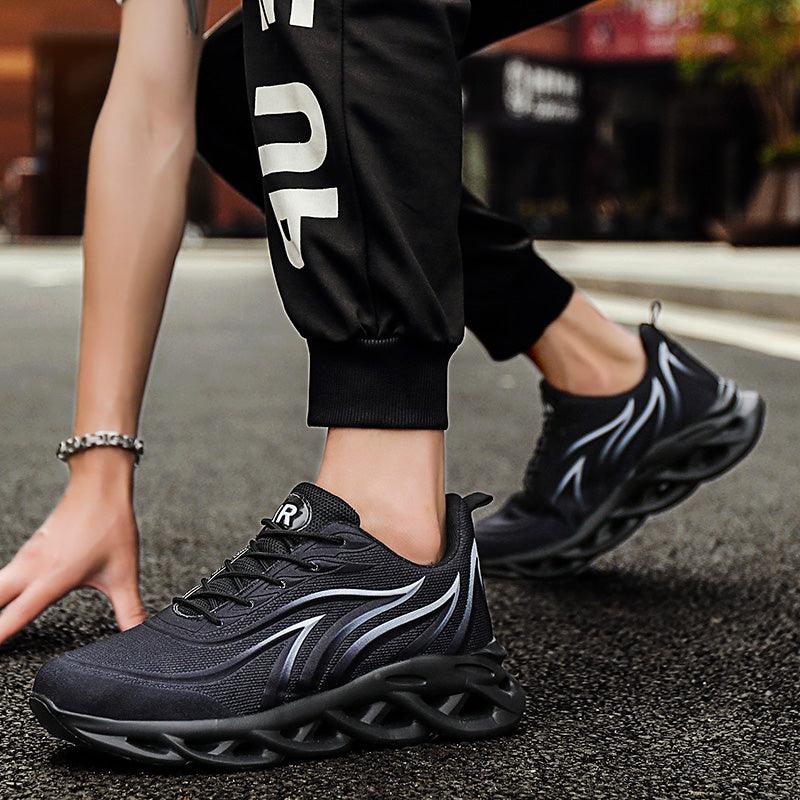 Men's Casual Breathable Flame Print Running Mesh Sneakers