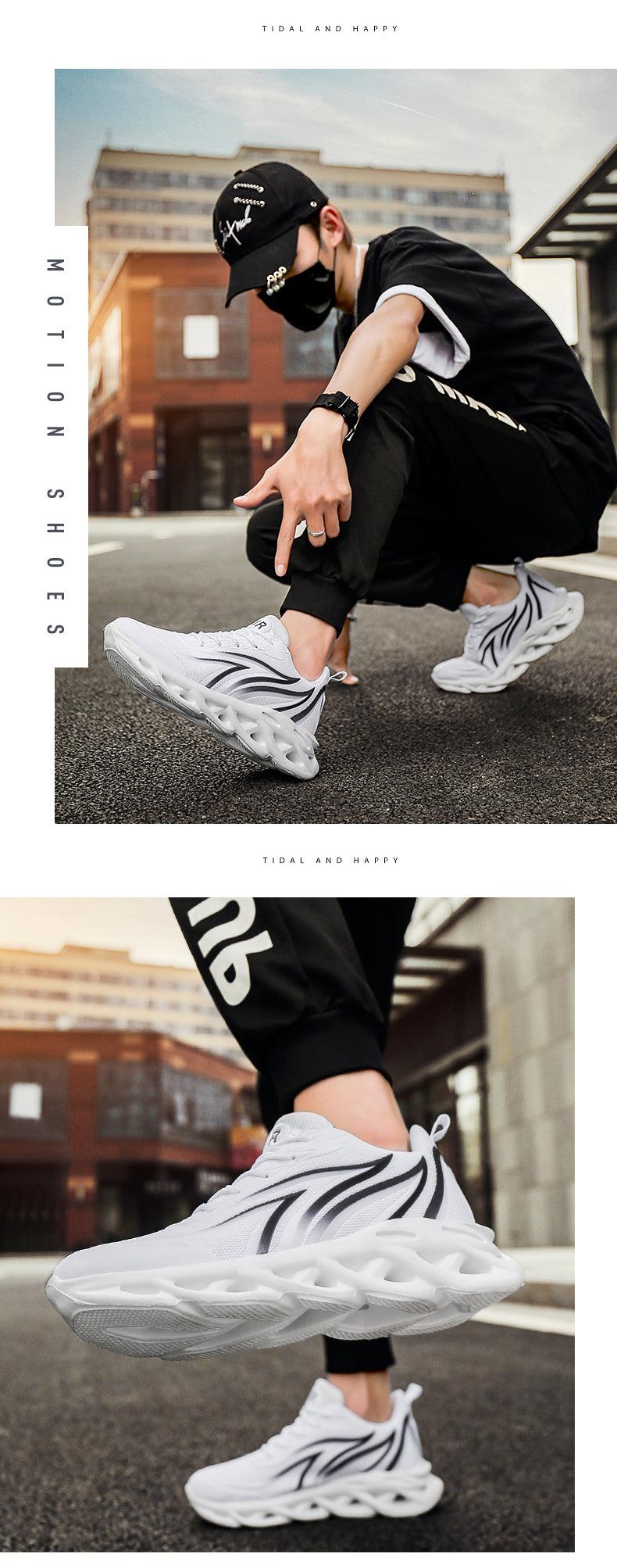 Men's Flame Printed Weave Comfortable Running Sneakers