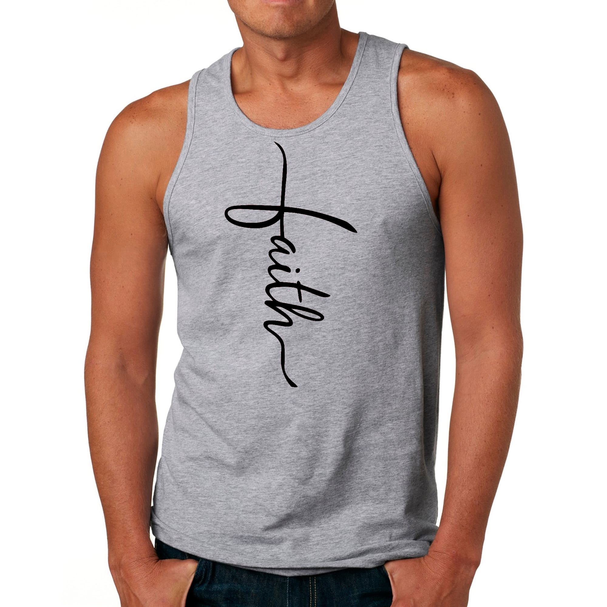 Men's Fitness  Graphic Faith Script Tank Top