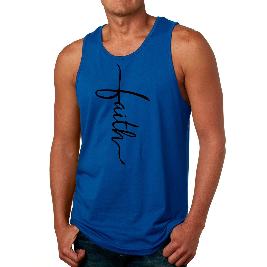 Men's Fitness  Graphic Faith Script Tank Top