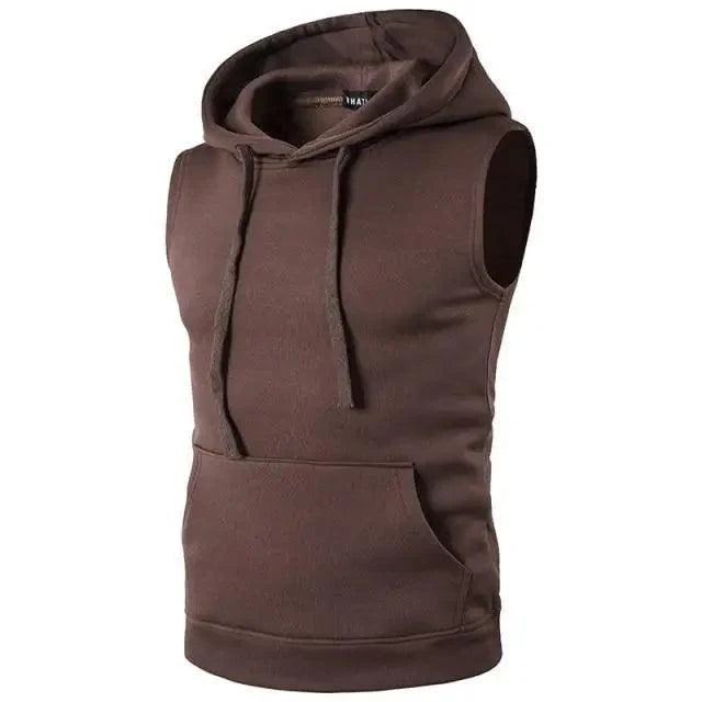 New Men's Solid Sleeveless Hoodie
