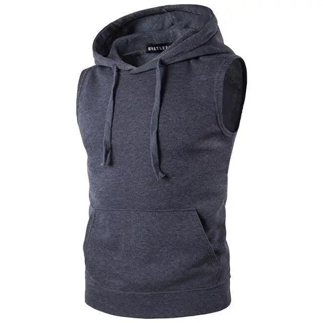 New Men's Solid Sleeveless Hoodie