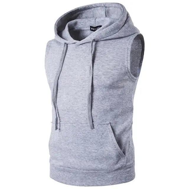 New Men's Solid Sleeveless Hoodie