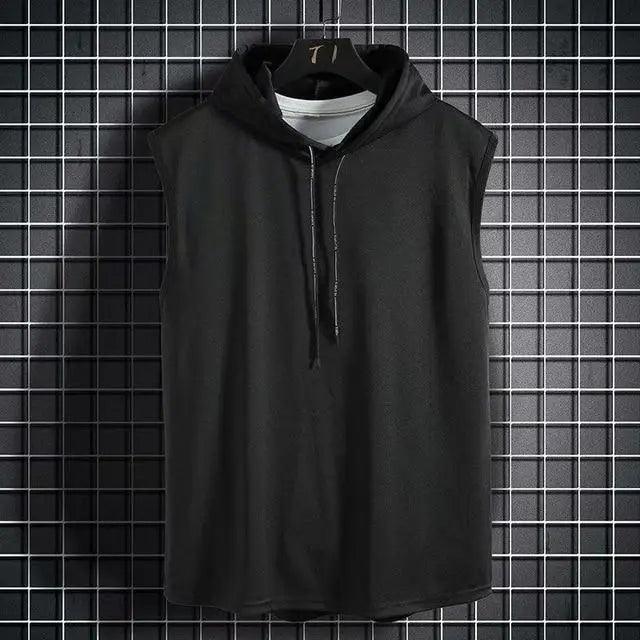 New Summer Men's Muscle Hoodie Vest Sleeveless Bodybuilding Fitness Shirt