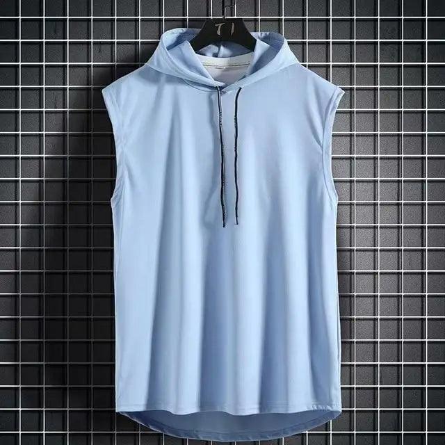 New Summer Men's Muscle Hoodie Vest Sleeveless Bodybuilding Fitness Shirt