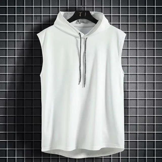 New Summer Men's Muscle Hoodie Vest Sleeveless Bodybuilding Fitness Shirt