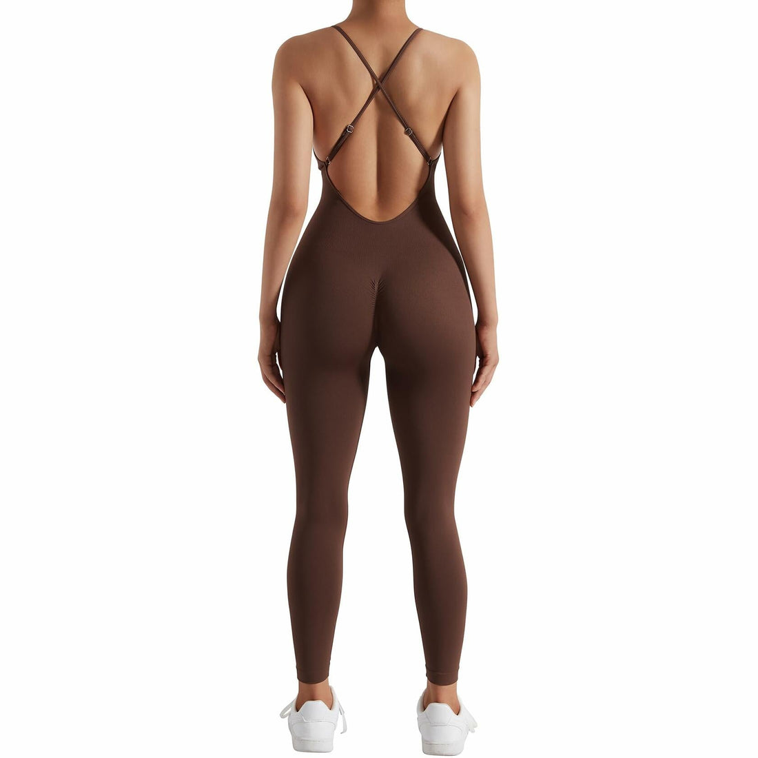 Women's Brown Seamless Backless Tummy Control Jumpsuit Size XL