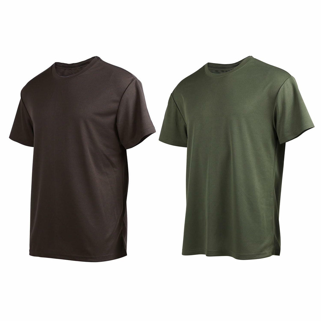 Men's Quick Dry Workout Shirt Short Sleeve Army Green/Grey Size M