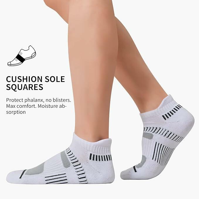 Men's Athletic Ankle Socks Cushioned Arch Support Grey 6 Pairs - One Size