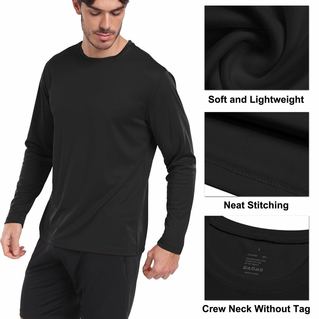 Men's Long Sleeve Moisture Wicking Running Shirt XL
