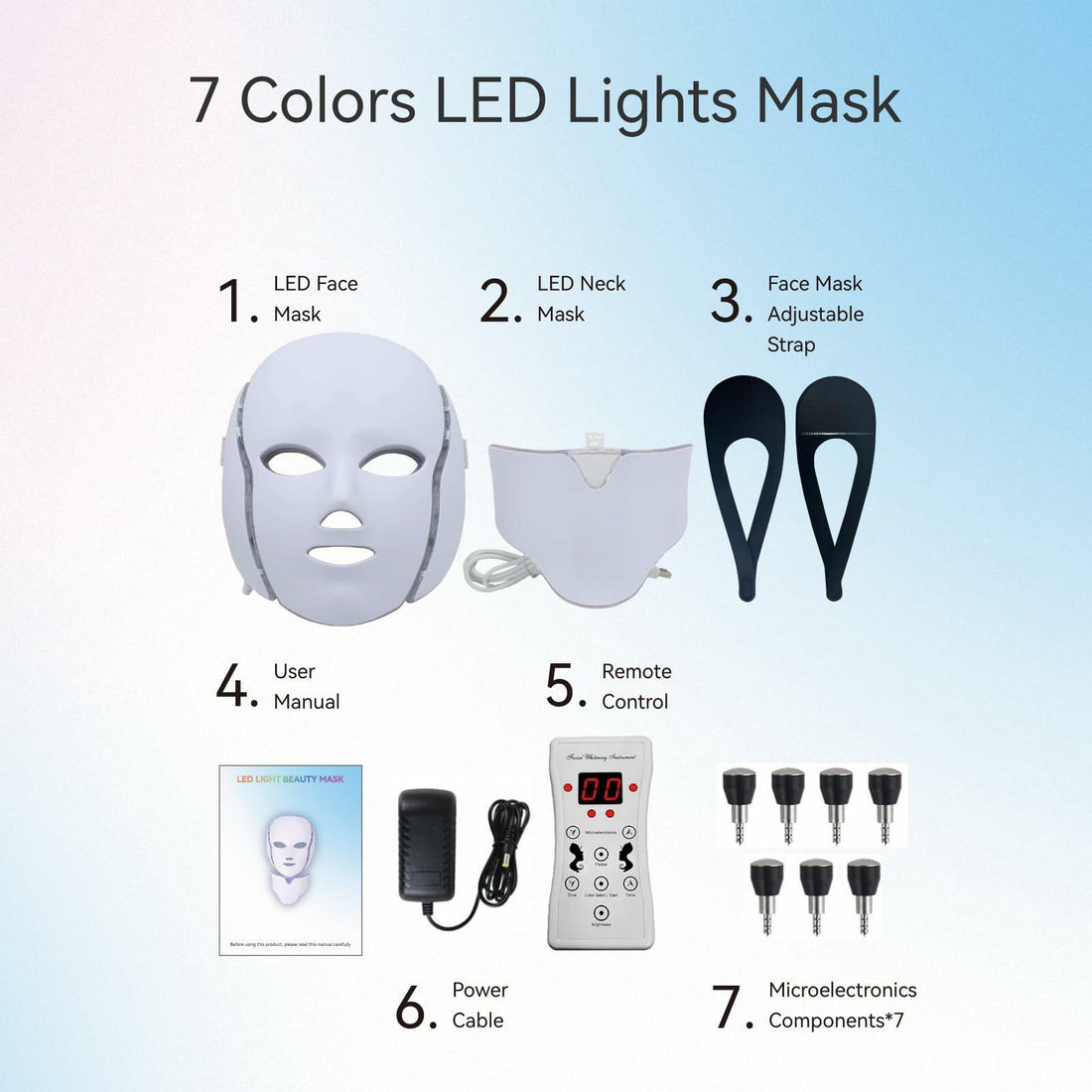 LED Facial Mask Device Seven-Colors Light Multi-Color Therapy